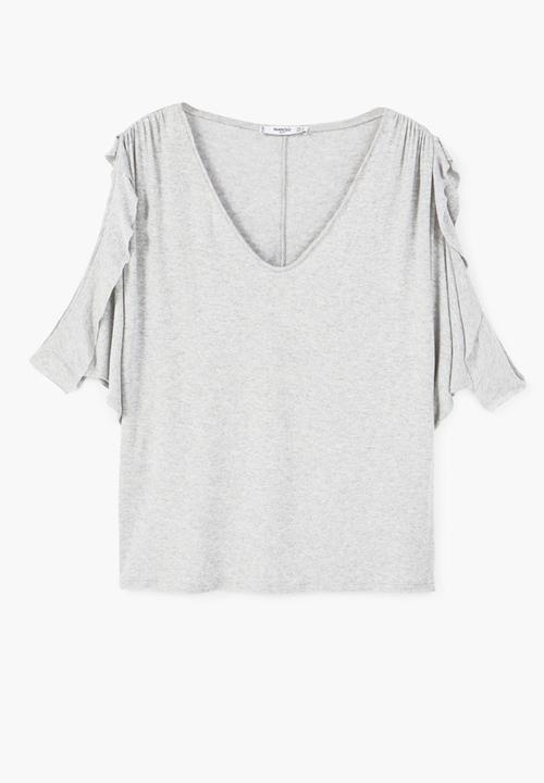 MANGO - Cut-out Detail T-shirt Grey