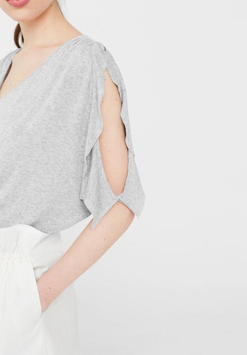 MANGO - Cut-out Detail T-shirt Grey