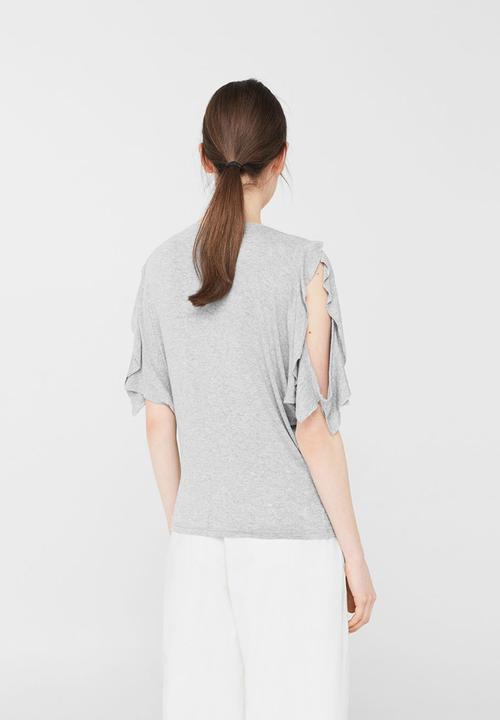 MANGO - Cut-out Detail T-shirt Grey