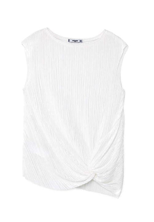 MANGO - Pleated Blouse White