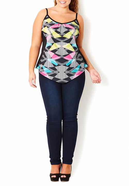City Chic - Geometric-print cami Multi-colour