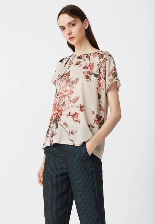MANGO - Flowy T-shirt Beige