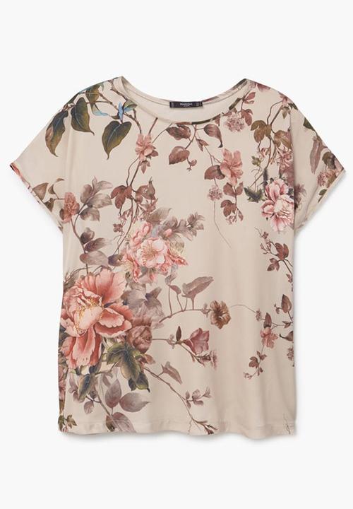 MANGO - Flowy T-shirt Beige