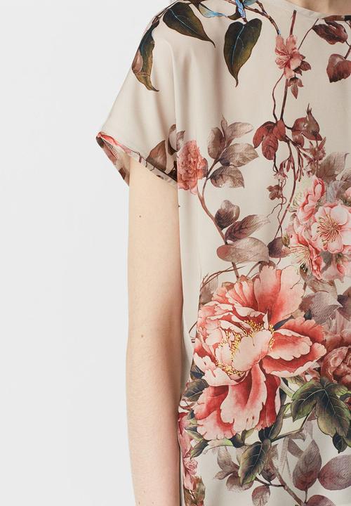 MANGO - Flowy T-shirt Beige