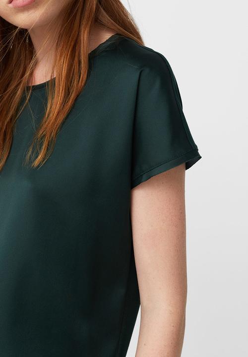 MANGO - Flowy Short Sleeve T-Shirt Dark Green