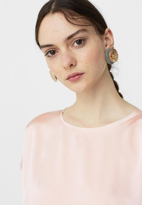 MANGO - Flowy T-shirt Pale Pink