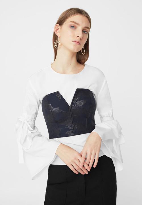 MANGO - Bow Detail Blouse White