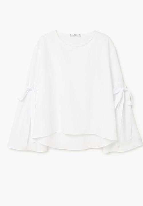 MANGO - Bow Detail Blouse White