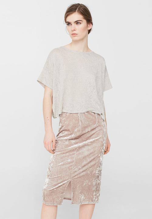 MANGO - Metallic Thread T-shirt Stone