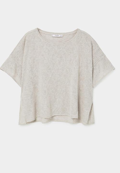 MANGO - Metallic Thread T-shirt Stone