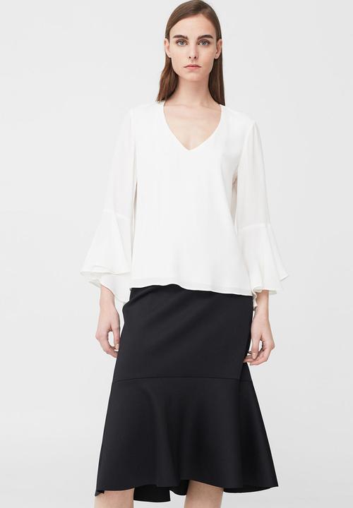 MANGO - Ruffled Sleeve Blouse Off White