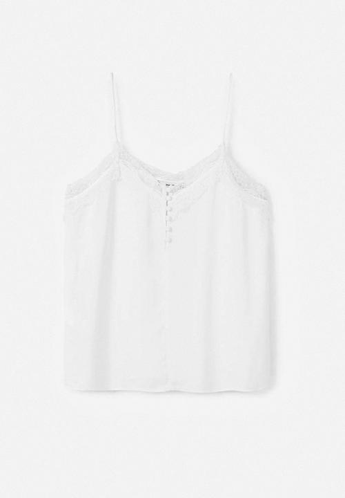 MANGO - Lace Detail Cami White