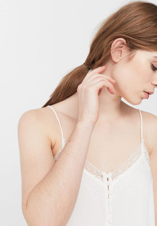 MANGO - Lace Detail Cami White