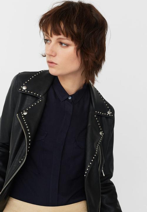MANGO - Pocket Detail Flowy Shirt Navy