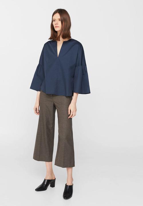 MANGO - Flared Sleeve Blouse Navy