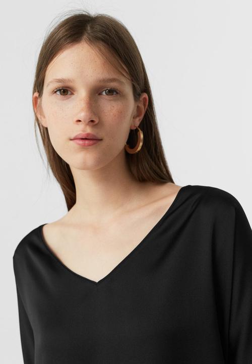 MANGO - 3/4 Sleeve Blouse Black