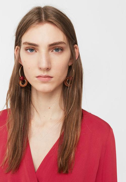 MANGO - Draped Blouse Red
