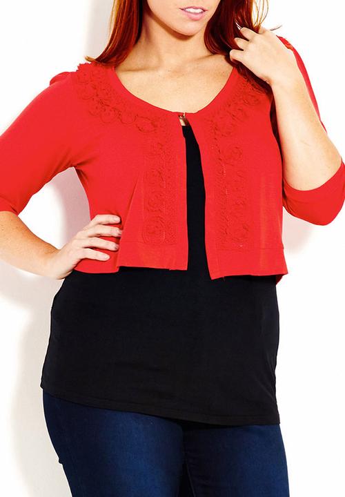 City Chic - Embroidered cardi Orange