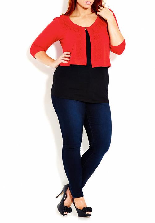 City Chic - Embroidered cardi Orange
