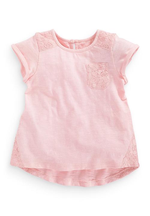 Next - Pink lace t-shirt Pale Pink