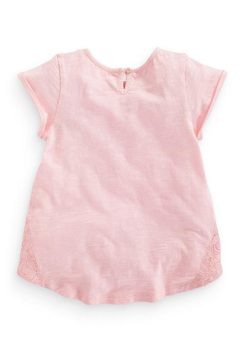 Next - Pink lace t-shirt Pale Pink