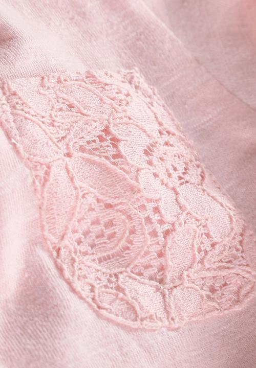 Next - Pink lace t-shirt Pale Pink