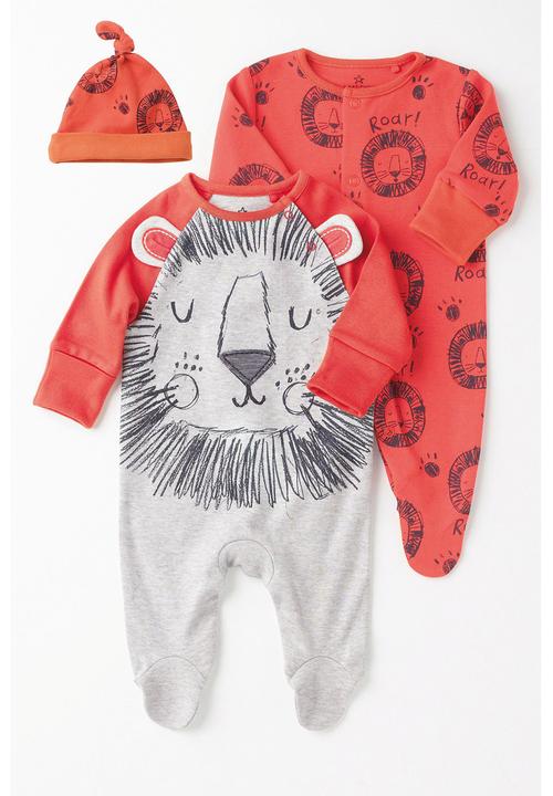 Next - 2-pack Lion Sleepsuit set Grey  Pale Grey
