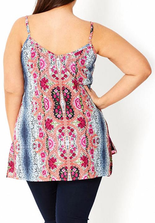 City Chic - Lace printed cami  Multi-colour