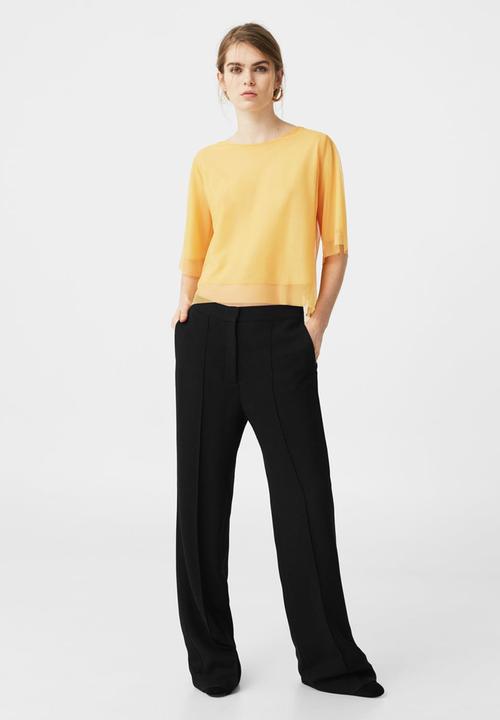 MANGO - Sheer Detail T-shirt Yellow