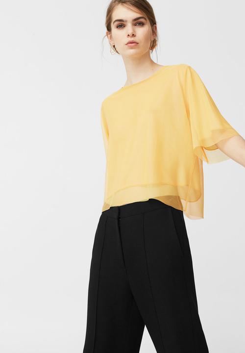 MANGO - Sheer Detail T-shirt Yellow