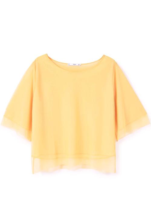 MANGO - Sheer Detail T-shirt Yellow