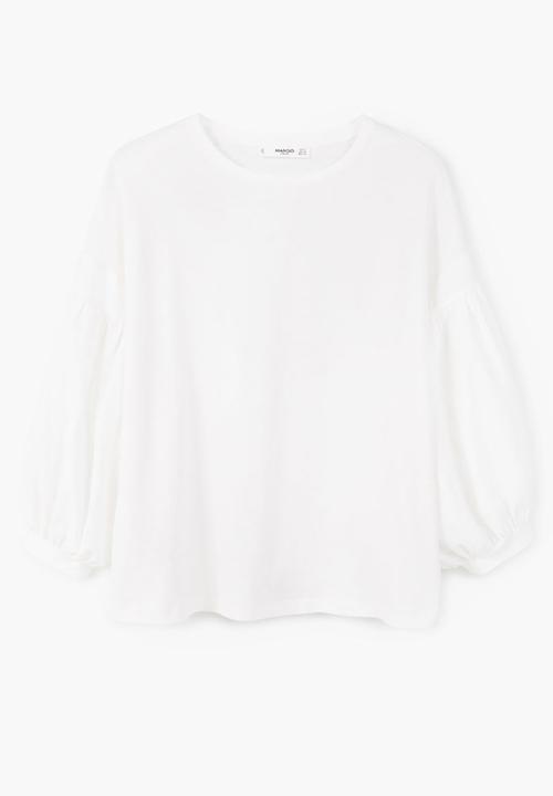 MANGO - Puffed Sleeve Top White