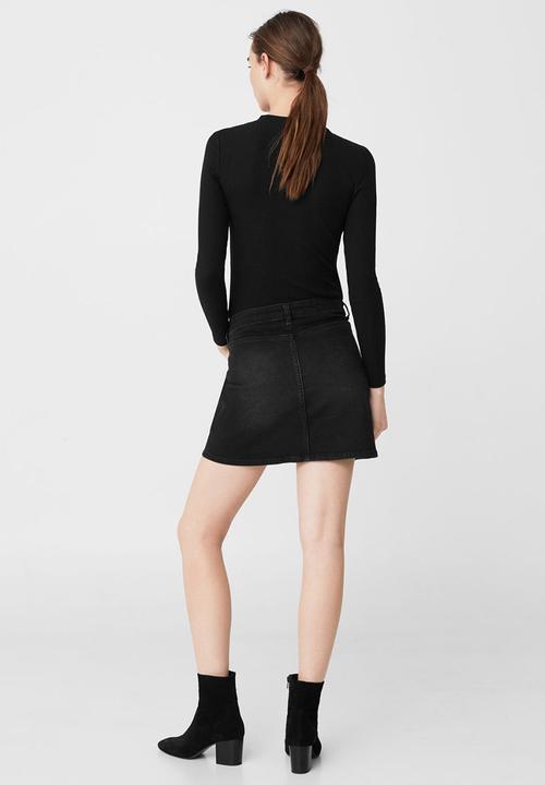 MANGO - Neck Detail T-Shirt Black