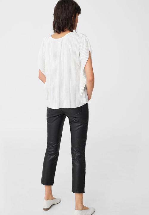 MANGO - Pleated Blouse Off White