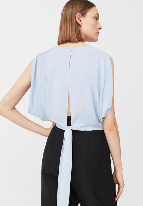 MANGO - V-back Blouse Pale Blue