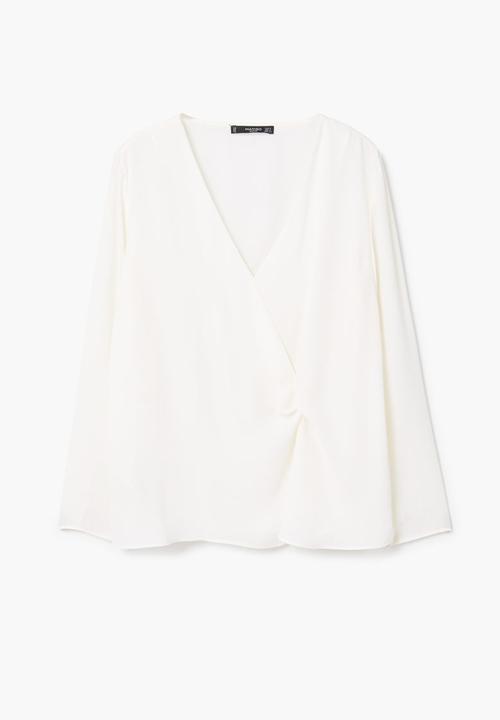 MANGO - Knot Detail Flowy Blouse White