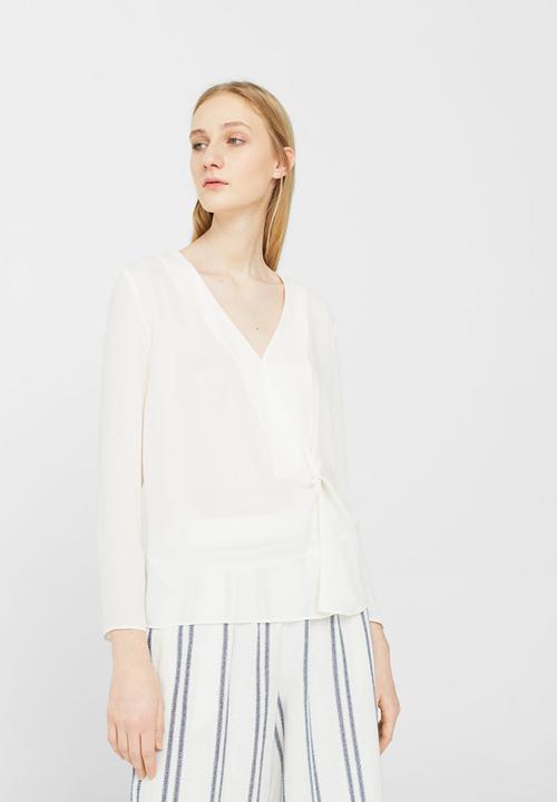 MANGO - Knot Detail Flowy Blouse White