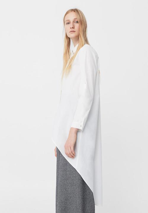 MANGO - Asymmetric Shirt White