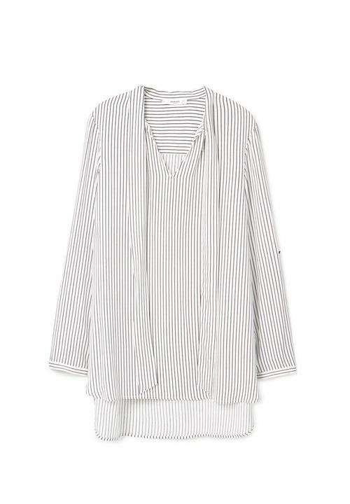 MANGO - Tie-neck Blouse Off White