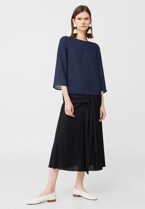 MANGO - Side Slit Blouse Navy