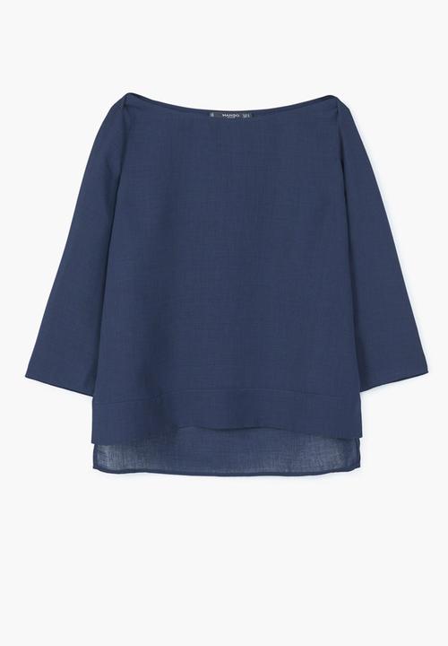 MANGO - Side Slit Blouse Navy