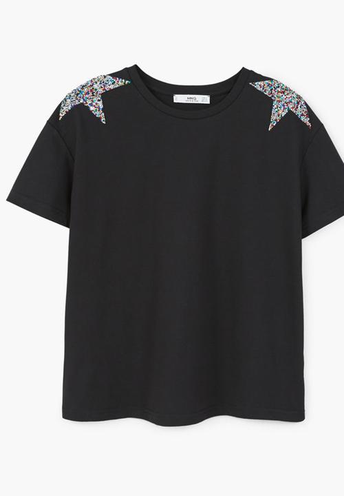 MANGO - Sequin Star T-shirt Black