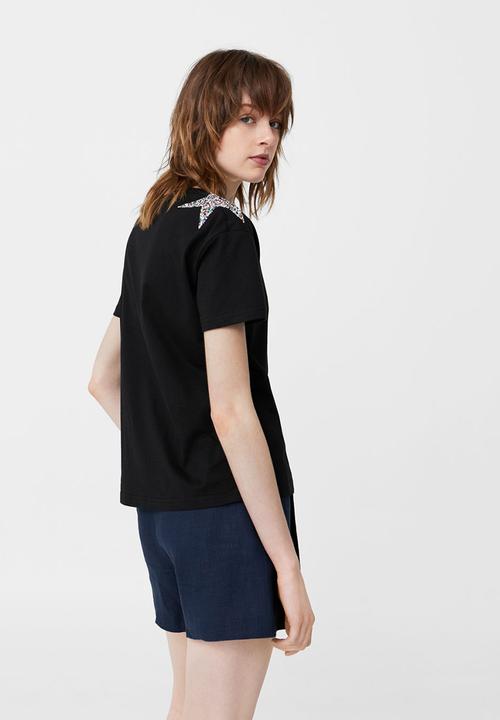 MANGO - Sequin Star T-shirt Black