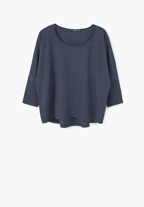 MANGO - 3/4 Sleeve T-shirt Navy