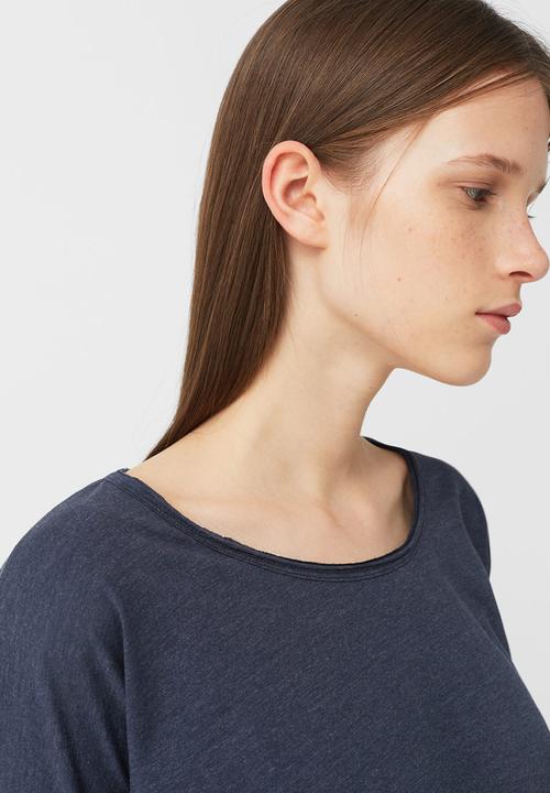 MANGO - 3/4 Sleeve T-shirt Navy