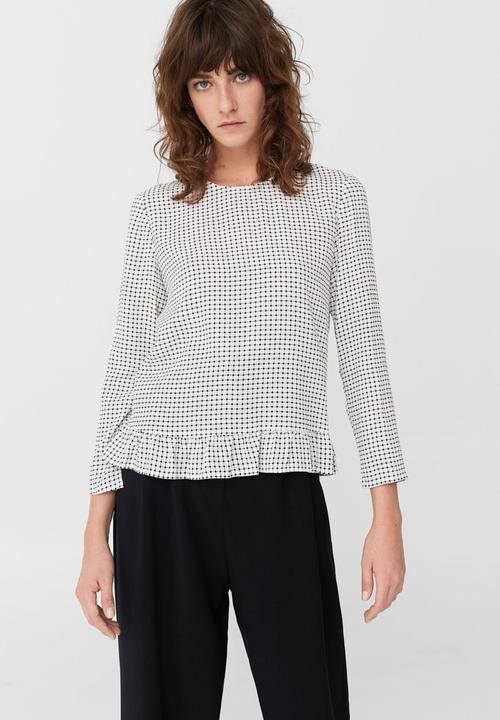MANGO - Fluted Hem Blouse White