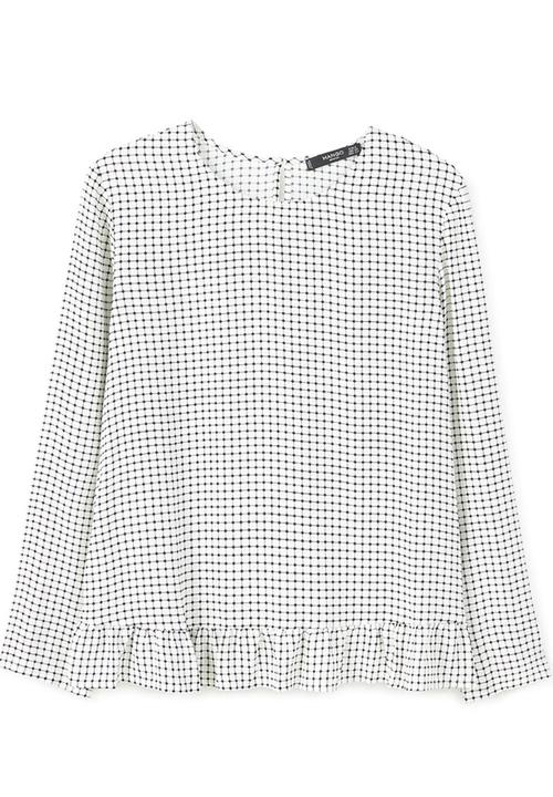MANGO - Fluted Hem Blouse White