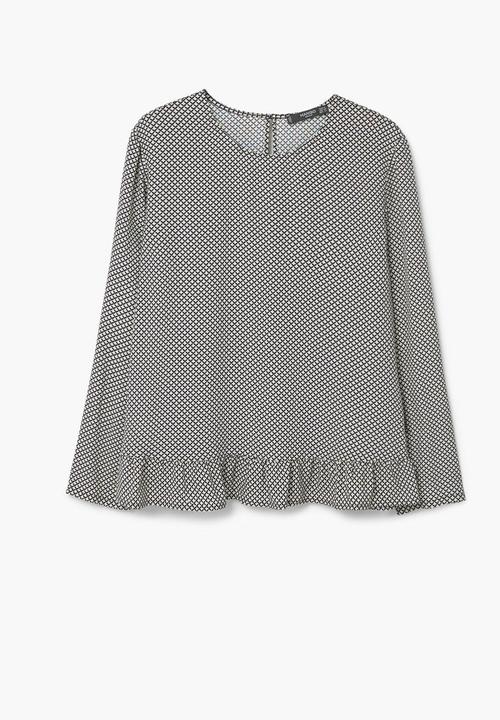 MANGO - Fluted Hem Blouse Black
