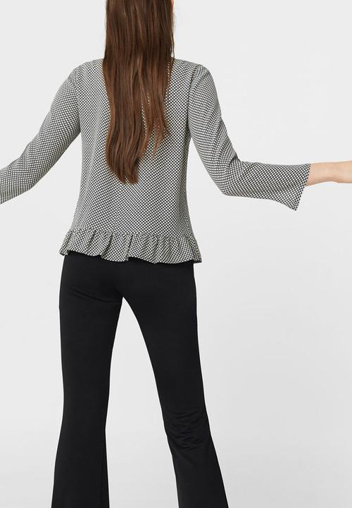 MANGO - Fluted Hem Blouse Black