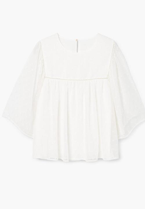 MANGO - Polka-dot Blouse Off White